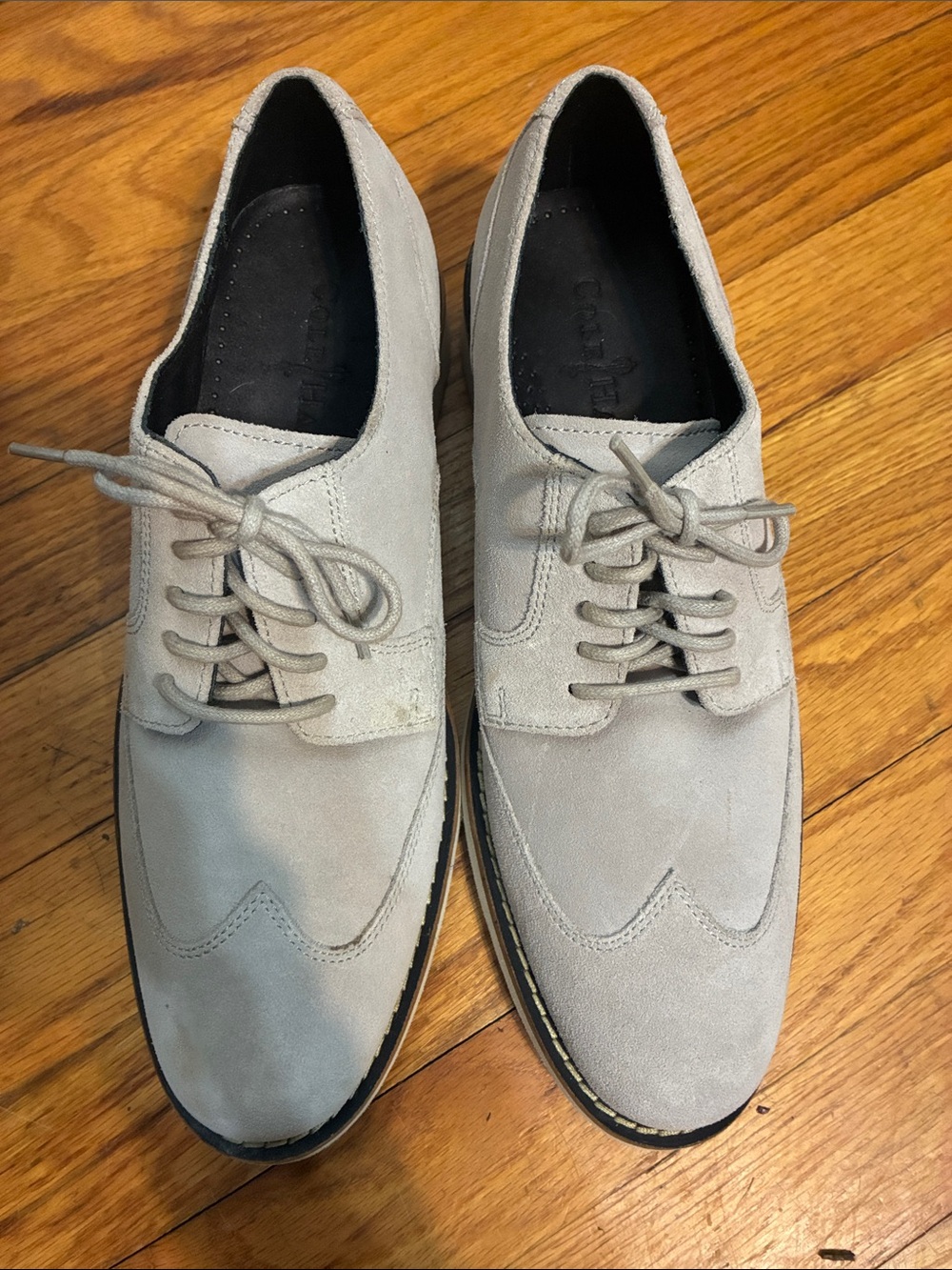 Cole Haan Light Gray Suede Wingtip Oxfords